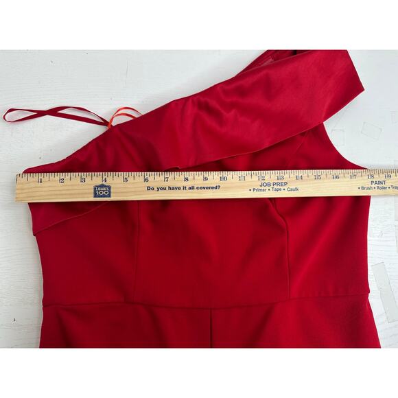 Adrianna Papell One-Shoulder Jumpsuit Red Satin Accent Cocktail Party Formal 12 - Picture 10 of 10